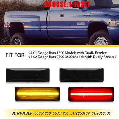 Luz marcadora lateral LED Smoke para Ram 2500 3500 1994-2002 doble guardabarros 4-20X Foto 1 de 4