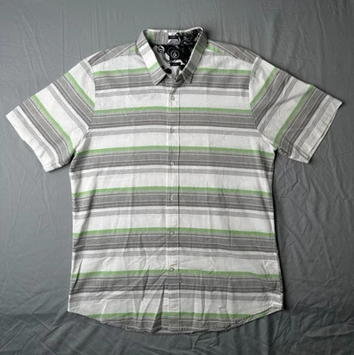 Volcom Shirt Mens XXL/TTG Short Sleeve Button Up Slim Fit Striped Multi Color - Image 1 of 4