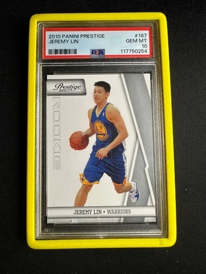 2010 PANINI PRESTIGE 187 JEREMY LIN ROOKIE RC - PSA 10 w/ slab case Linsanity - Image 1 of 2