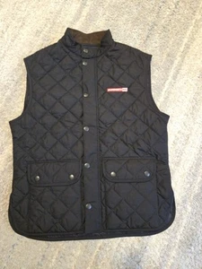 Barbour Vest Mens XL Black Quilted Lowerdale Gilet Full Zip Snap Buttons - Picture 1 of 9
