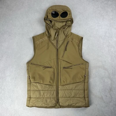 CP Company Mixed Soft Shell Goggle Puffer Gilet Medium Jacket Coat Beige 5631 - Image 1 of 4