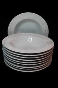 MIKASA CLASSIC FLAIR WHITE EMBOSSED CALIA LILLIES 10 RIM PASTA SERVING BOWLS - Picture 1 of 8