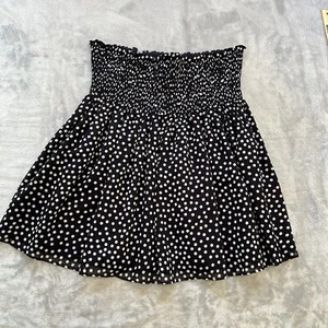 Ann Taylor Skirt Black White Polka Dot Smocked Mini Flared Party Casual - Picture 1 of 8