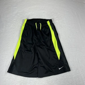 Nike Shorts Boys Extra Large Black Yellow Athletic Basketball Swoosh W25 A6 - Picture 1 of 8