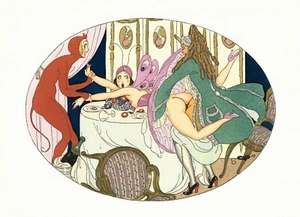 ❤️ 1921 Gerda Wegener Estampe originale aquarelle au pochoir curiosa art déco - Picture 1 of 2