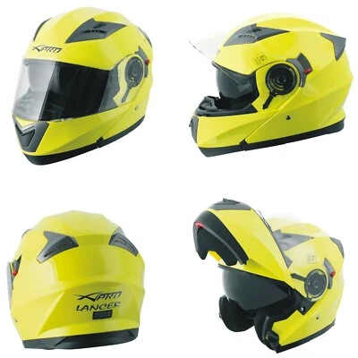 Casco Modulare Apribile Moto Touring Sport Visiera Parasole Giallo Fluo - Image 1 of 3