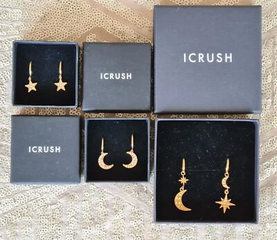 I Crush Ohrringe Set Moon & Star  Eternity 18 K Gold Hoop NP: 109€ Wasserfest  - Bild 1 von 4