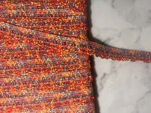 10 yardas Naranja Amarillo Vaquero Azul Metálico Oro Ganchillo Estirado Costura 5/8" - Imagen 1 de 2