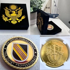 U S Army 5th SPECIAL FORCES GROUP (Airborne) Challenge Coin With Velvet Case - Bild 1 von 4