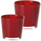 Glastöpfe Teelichtgläser rund Pflanzgefäße Übertöpfe Glas rot 1 Stk in 2 Größen