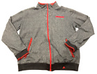Adidas Jacket Boy Youth Large 14/16 Gray Red Full Zip Up Basketball Track Warmup