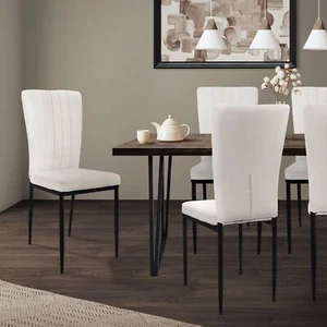 4er Set Esszimmerstuhl Küchenstuhl Polsterstuhl Wohnzimmer Stuhl Weiß Samt - Bild 1 von 7