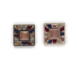 Sparkling Gold Square Metal Buttons Clothing Coat Bag Headwear Accessories 5Pcs - Picture 1 of 14