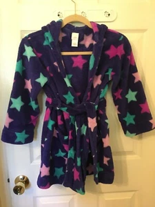 Girls Dark Purple Plush Fleece Robe with belt and hood Cover Up Size Small 6/6X - Picture 1 of 5