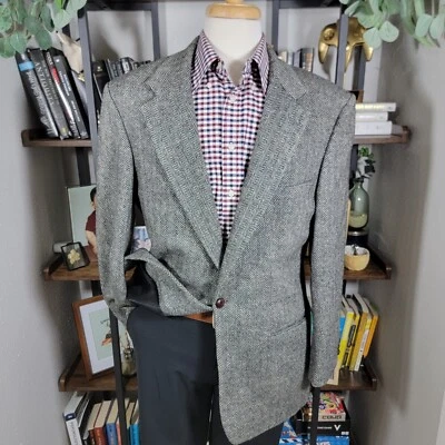 Blazer de tweed para hombre Robert Stock abrigo deportivo dos botones lana espiga 44L Foto 1 de 4