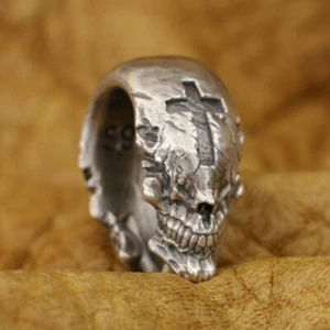 925 Sterling Silver Cross Skull Hook Mens Accessory Pendant Connector TA419A - Picture 1 of 15