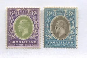 Somaliland KGV 1921 6 and 8 annas mint o.g. hinged - Bild 1 von 1