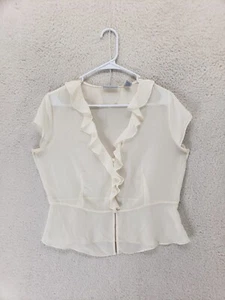 Valerie Stevens Women Top Large Cream 100% Polyester Short Sleeve Sleepshirt - Picture 1 of 17