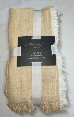 CYNTHIA ROWLEY NEW YORK 8 NAPKINS 20 X 20 100% COTTON NIP - Image 1 of 2