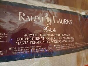 Vintage Ralph Lauren Estate Cotton Thermal Weave Bed Blanket TWIN 66x90 White