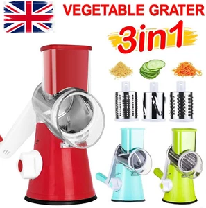 3-in-1 Rotary Food Slicer Chopper Cheese Grater Fruit Vegetable Shredder Cut HB - Picture 1 of 29