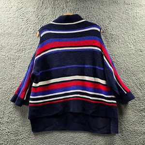 French Connection Womens Jumper Size M Navy Blue Red White Stripe Rib Knit - Picture 1 of 13