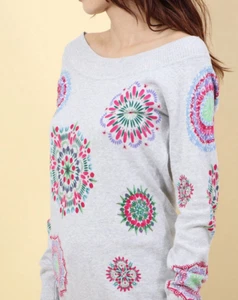 Desigual Women's Sweater Size L 100 % Cotton Pullover Long Sleeve 19SWJFXI - Picture 1 of 7
