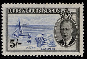 TURKS & CAICOS ISLANDS GVI SG232, 5s blue & black, NH MINT. Cat £27. - Picture 1 of 1