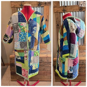 Upcycled Vtg Quilt Blanket Coat S Handmade Don't Throw It Out  - Picture 1 of 5
