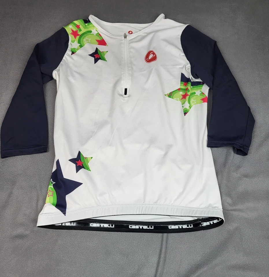 Camiseta Castelli Rosso ciclismo adulto L branca quarto de zíper leve bicicleta externa - Imagem 1 de 4