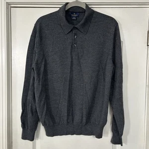 Brooks Brothers Extra Fine Italian Merino Wool 1/4 Button Sweater Mens XL Gray - Picture 1 of 10