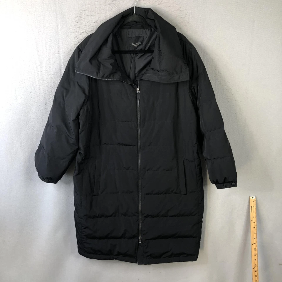 Talbots Coat Womens 3X Black Long Down Puffer Jacket Quilted Winter Warm - Image 1 of 4
