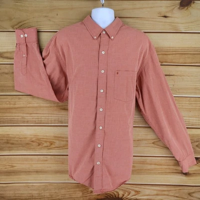 IZOD Button Up Mens Size 2XLT Salmon Pink Heathered Cotton Button Down Collar - Image 1 of 4