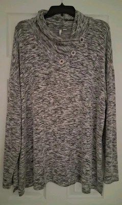 "Cato" Womens Top, Sz 18/20W, Gray White Spotted Pattern, Cowl Neck, Long Sleeve - Image 1 of 4