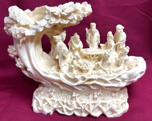 Vintage Chinese Resin Carving of Scholars at Go – Intricate Faux Ivory Look - Picture 1 of 6