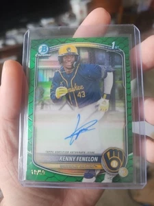 2025 Bowman Chrome Kenny Fenelon Green Reptilian Auto /99 1st Brewers CPA-KF - Picture 1 of 2