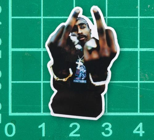 POPART Tupac Shakur 2pac Sticker Decal middle finger