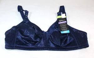 NWT BALI COOL COMFORT fabric BRA classic support DF3372 DARK BLUE wirefree 40B - Picture 1 of 4