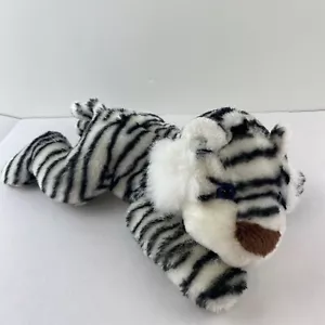 Calplush Tiger Plush Stuffed Animal Toy White Black Stripes Lying Down King - Picture 1 of 7