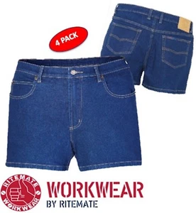 RITEMATE -4 PACK- MENS STRETCH DENIM 13.75OZ TRUCKER JEAN WORK SHORT - RM112TSD - Picture 1 of 6