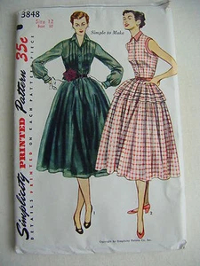"Simplicity"Vtg 50s Misses One Piece Full Dress # 3848 - Picture 1 of 4