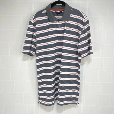 Polo de golf Paorais para hombre talla M gris blanco naranja a rayas FPS 50 manga corta NUEVO Foto 1 de 4