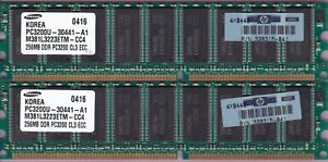 512MB 2x256MB PC3200 DDR-400 SAMSUNG ECC M381L3223ETM-CC4 HP 326315-041 DDR1 KIT