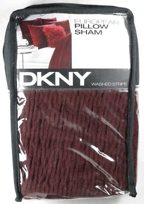 Almohada europea a rayas lavadas DKNY punto falso vino tinto Foto 1 de 2