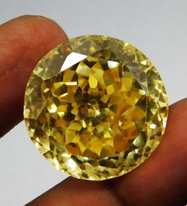 Natural 104.00 Ct Cambodian Yellow Zircon Round Cut Loose Gemstone " CERTIFIED " - Picture 1 of 6