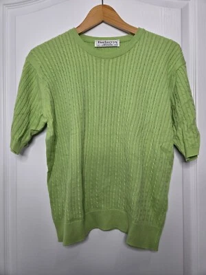 Burberry's Sweater Women's Medium Cable Knit Short Sleeve Green 40 - Image 1 of 4