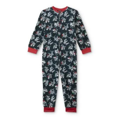 Shark Pajamas Size 6 7 8 10 Medium Boys Blanket Sleeper One Piece Union Suit NWT - Image 1 of 2