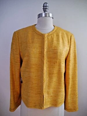 NEW AKRIS Punto golden yellow raw silk jacket blazer size 10 - Image 1 of 4