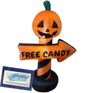 Inflatable Halloween Pumpkin Jack O Lantern Candy Sign LED Light Lawn Decoration - Picture 1 of 6