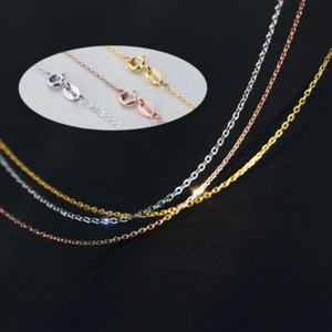 Real Solid 925 Sterling Silver Necklace 1.2mm Trace Chain Rose-Gold/Gold Stamped - Picture 1 of 1
